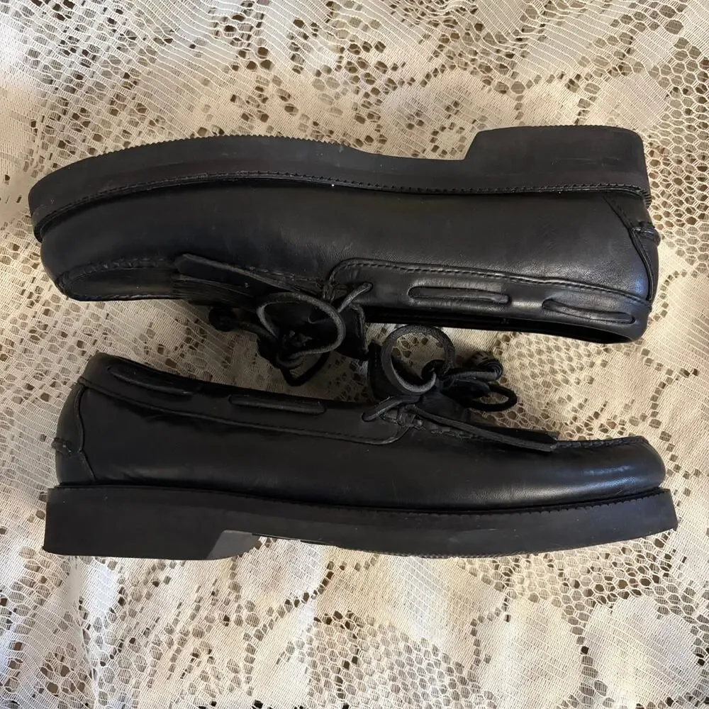 Cabela's Men's US 10.5 Black Leather Tassel And Kiltie Fringe Loafers Shoes